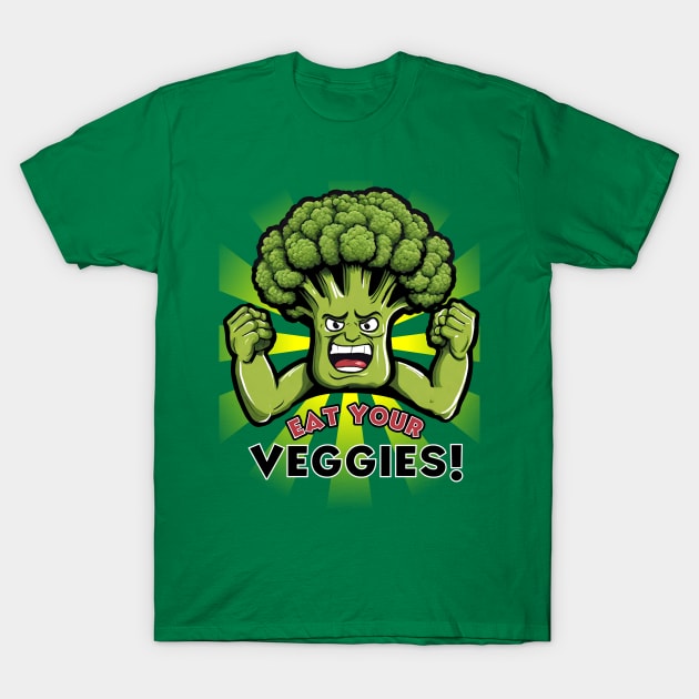 Eat Your Veggies Funny Broccoli T-Shirt by DesignArchitect